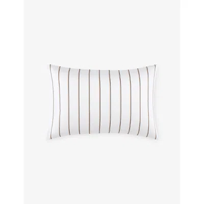 Hugo Boss White Bray Striped Cotton Pillowcase 50cm X 75cm