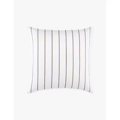 Hugo Boss White Bray Striped Cotton Pillowcase 65cm X 65cm
