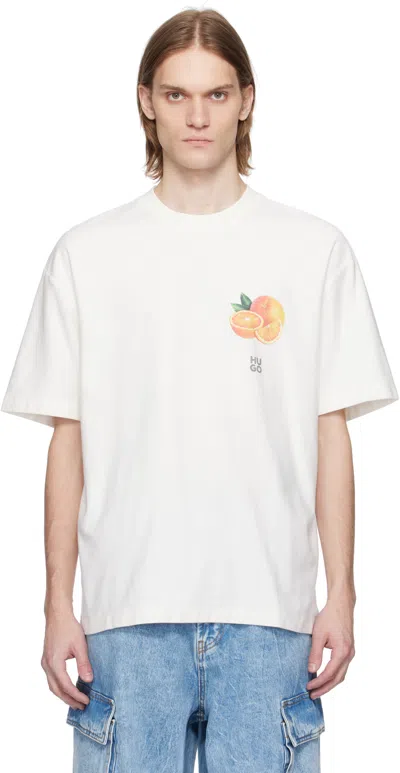 Hugo Boss White Cotton Jersey Orange Prints T-shirt