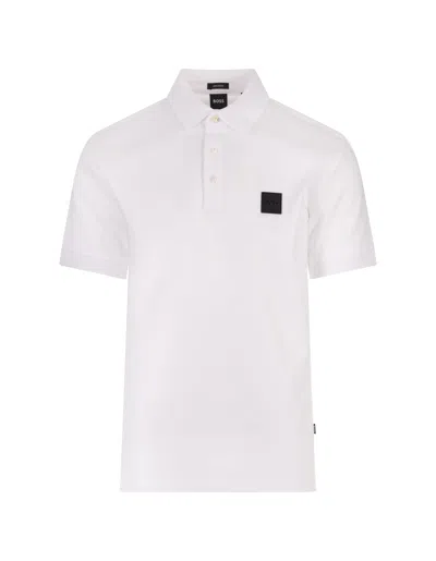 Hugo Boss White Cotton Jersey Polo Shirt With Logo Plaque