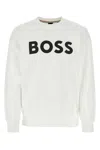 Hugo Boss Logo-print Cotton-blend Sweatshirt In White