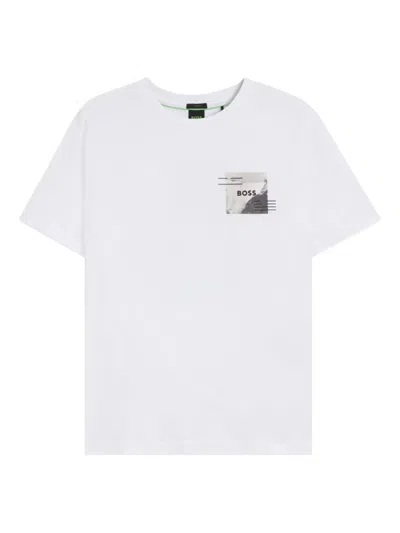 Hugo Boss Boss By  Men's Decorative Reflective Relaxed-fit T-shirt In White