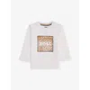 Hugo Boss White Crewneck Logo-print Cotton-jersey Sweatshirt 6 Months - 3 Year In White