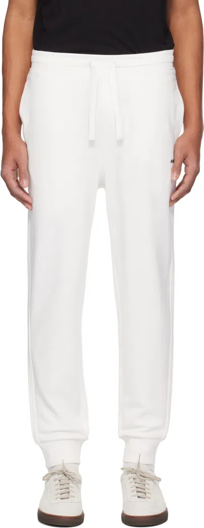 Hugo Boss White Cuffed Logo Print Sweatpants