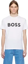Hugo Boss Logo-print Crew-neck T-shirt In 100-white