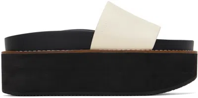 Hugo Boss White Embossed Platform Sandals In 110 Open White