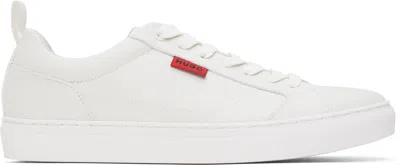 Hugo Boss White Faux-leather Logo Flag Sneakers In 100-white