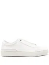 HUGO BOSS WHITE GRAINED LEATHER SNEAKERS WITH LOGO TAG ON LACES