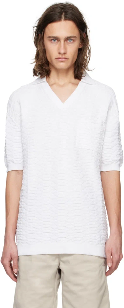 Hugo Boss Hugo Spato Cotton Jacquard Sweater Polo In White
