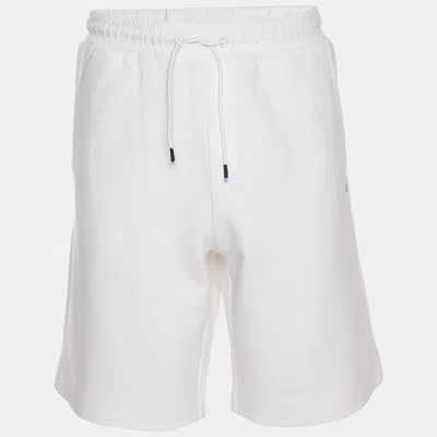 Pre-owned Hugo Boss White Jersey Logo Embroidered Drawstring Shorts Xl