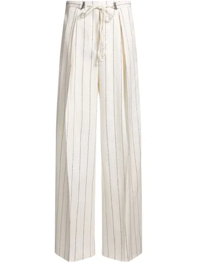 HUGO BOSS WHITE LINEN-BLEND TROUSERS