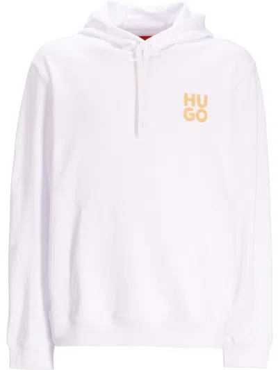 Hugo Boss Logo-print Cotton Hoodie In White