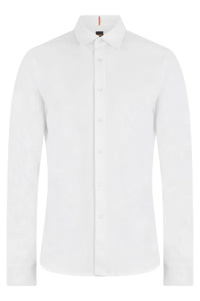 Hugo Boss White Long Sleeve Cotton Button-front Shirt For Men