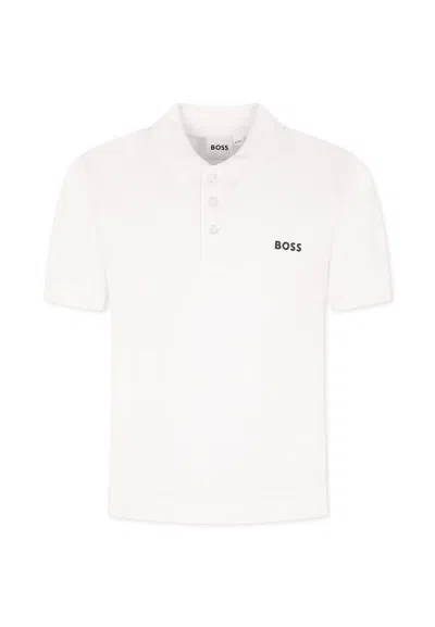 Hugo Boss Kids' White Polo For Boy With Logo