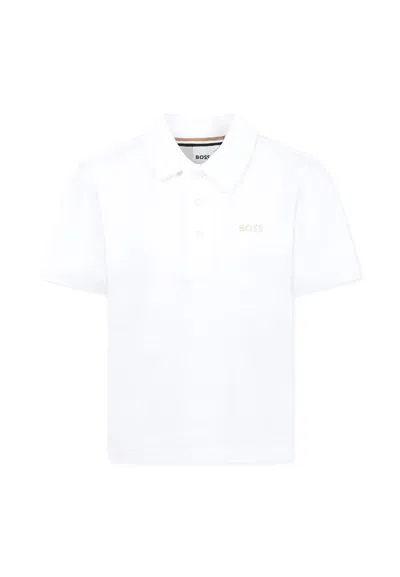 Hugo Boss Kids' White Polo Shirt For Boy With Logo