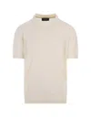 HUGO BOSS WHITE POLO STYLE SWEATER WITH OPEN COLLAR
