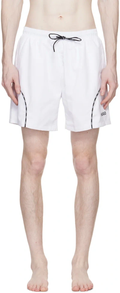 Hugo Boss White Race Swim Shorts In White 100