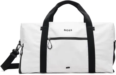 Hugo Boss White Reflective-zips Duffle Bag