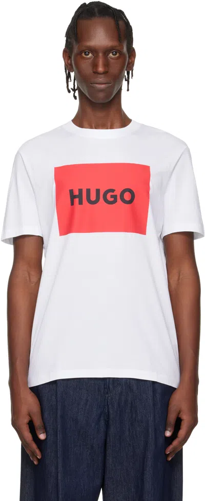 Hugo Boss White Regular-fit Logo-print T-shirt