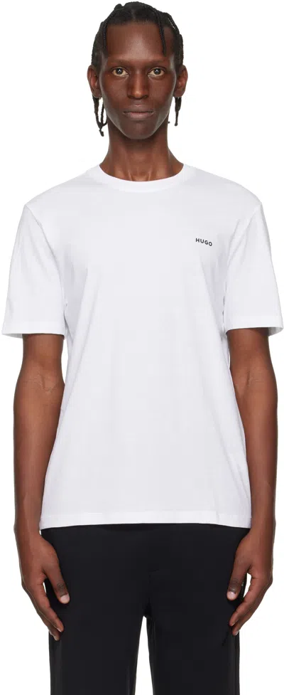 Hugo Boss White Regular-fit Logo-print T-shirt In Red
