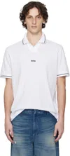 Hugo Boss White Relaxed-fit Cotton Mesh Polo
