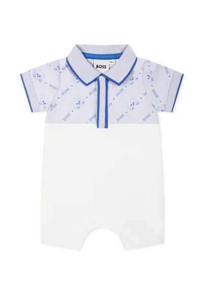 Hugo Boss White Romper For Baby Boy With Logo
