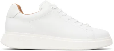 Hugo Boss White Rubber-outsole Leather Sneakers