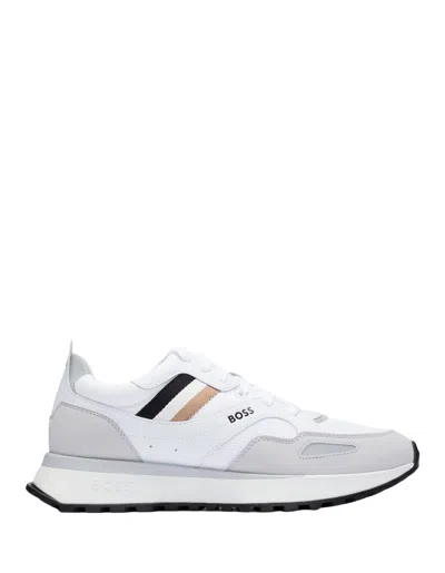 Hugo Boss White Runner Style Hybrid Sneakers With Eva Rubber Sole
