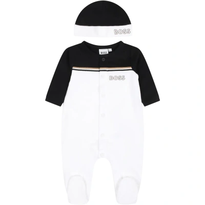 Hugo Boss White Set For Baby Boy With Logo