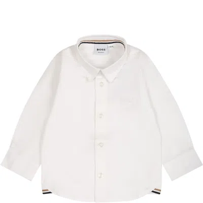 Hugo Boss White Shirt For Baby Boy With Logo