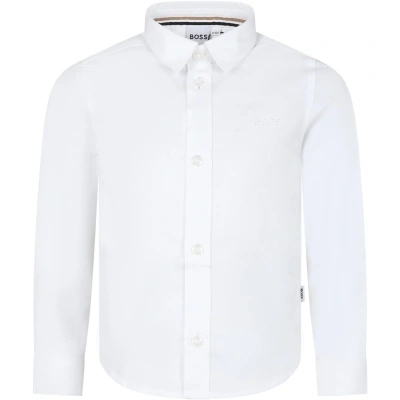 Hugo Boss Kids' White Shirt For Boy With Logo