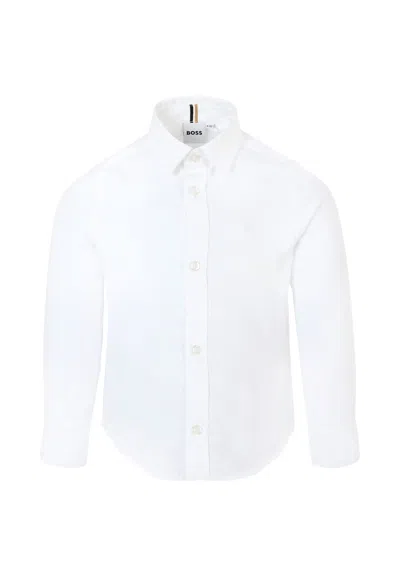Hugo Boss Kids' White Shirt For Boy With White Logo