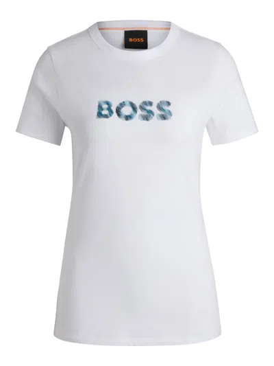 Hugo Boss White Short Sleeve T-shirt In Gray