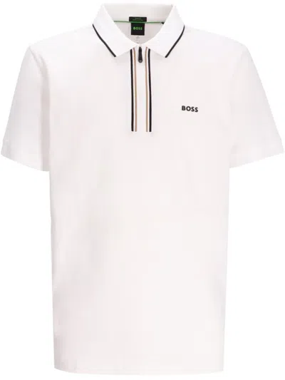 HUGO BOSS MEN WHITE SLIM FIT LOGO POLO, XXL LUXURY POLOS FOR MEN DARVEYS