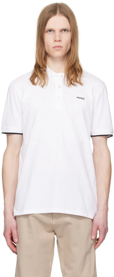 Hugo Boss White Slim-fit Polo In 100-white