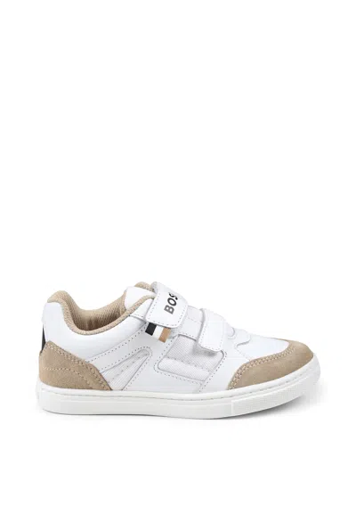 Hugo Boss Kids' White Sneakers For Boy With Logo