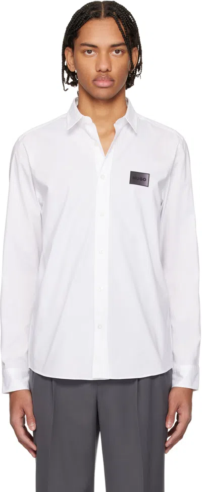Hugo Boss White Stretch-cotton Canvas Relaxed-fit Shirt