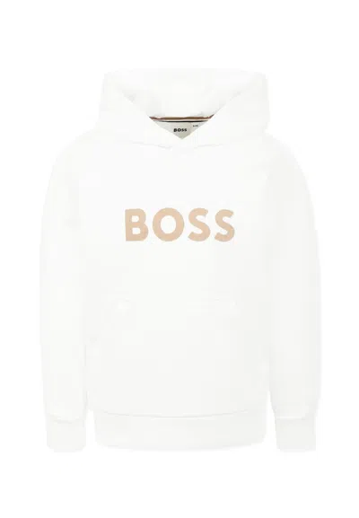 Hugo Boss Kids' White Sweatshirt For Boy With Logo