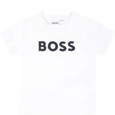 Hugo Boss White T-shirt For Baby Boy With Blue Logo
