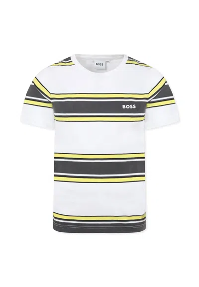 Hugo Boss Kids' White T-shirt For Boy With Logo