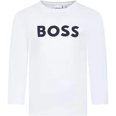 Hugo Boss Kids' White T-shirt For Boy With Logo
