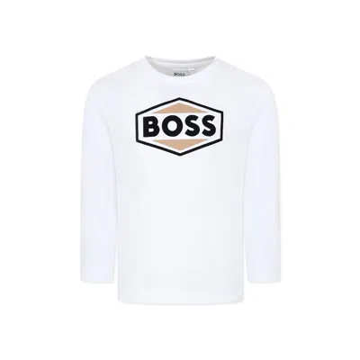 Hugo Boss Kids' White T-shirt For Boy With Logo