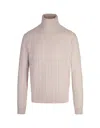 HUGO BOSS WHITE VIRGIN WOOL AND CASHMERE TURTLENECK SWEATER