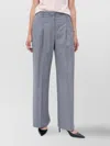 Hugo Boss Wide Leg Cotton Trousers Featuring Pockets In Silver