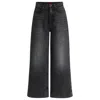 Hugo Boss Wide-leg Jeans In Black Rigid Denim In Black