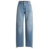 Hugo Boss Wide-leg Jeans In Blue Denim With Stepped Hem In Blue