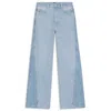 Hugo Boss Wide-leg Jeans In Blue Rigid Denim With Paneling In Blue