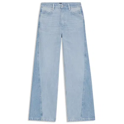 Hugo Boss Wide-leg Jeans In Blue Rigid Denim With Paneling
