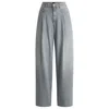 Hugo Boss Wide-leg Jeans In Gray Denim With Front Pleats In Gray