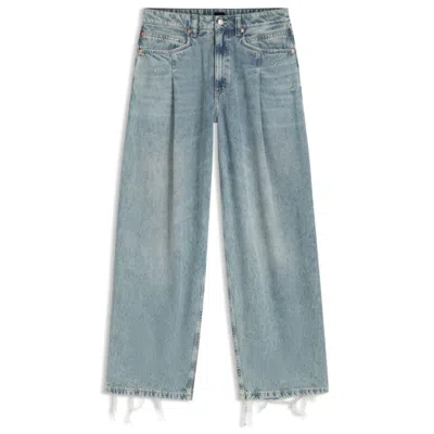 Hugo Boss Wide-leg Jeans With Front Pleats In Blue